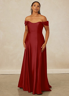 Christian Siriano Bridal for Azazie 1002 Bridesmaid Dresses Pomegranate A-Line Off the Shoulder Stretch Satin Convertible Dress image8