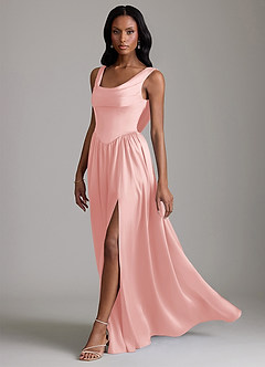 Azazie Novi Bridesmaid Dresses Powder Pink A-Line with Pockets Stretch Satin Dress image6