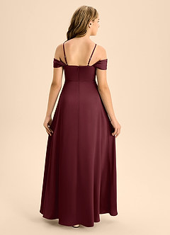 Azazie Anselie Junior Cabernet A-Line Off the Shoulder Stretch Satin Dress image2