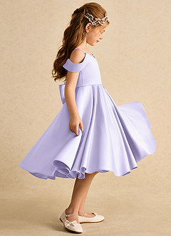 Azazie Favia vestidos de niña de las flores Vestido de Lila de Satin Mate de Corte En A con Vestidos sin tirantes image5