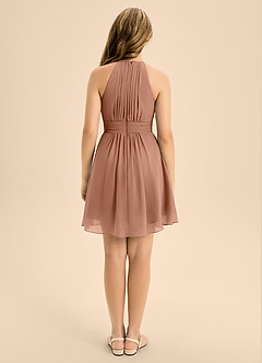 Azazie Bonnie Junior Bronzer A-Line Pleated Chiffon Dress image2