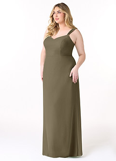 Azazie Denice Bridesmaid Dresses Willow Green Sheath Pleated Chiffon Dress image11
