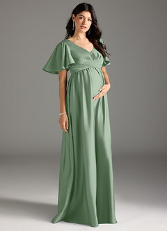 Azazie Verna Abiti da damigella d'onore premaman Abito A-Line Increspato Raso Elasticizzato Floor-Length image5