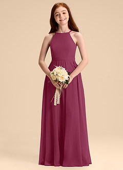 Azazie Arianthe Junior Abito A-Line in Chiffon Plissettato Gelso image7