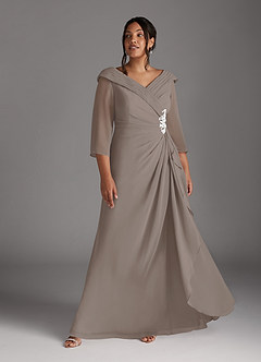 Azazie Jaycee Mother of the Bride Dresses Taupe A-Line Chiffon Dress image9
