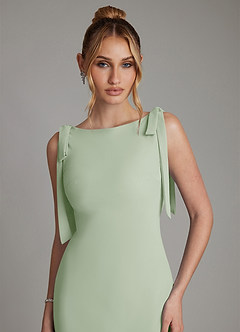 Azazie Luddie Bridesmaid Dresses Dusty Sage Mermaid Bow Chiffon Dress image3