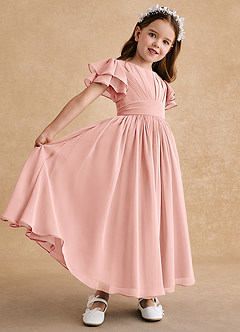Azazie Ali Flower Girl Dresses Rosette A-Line Pleated Chiffon Dress image6