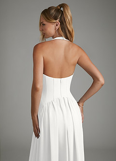 Azazie Alicia Bridesmaid Dresses White A-Line Pleated Chiffon Dress image2