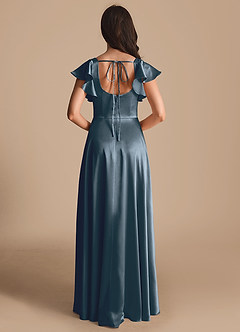 Azazie Bondi Vestidos de damas de honor Vestido de Crepúsculo de Satén Metálico de Corte en A con Lazo image3