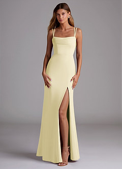 Azazie Callan Bridesmaid Dresses Lemon Sorbet Mermaid Pleated Chiffon Convertible Dress image3