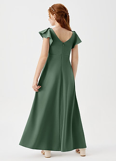 Azazie Omari Junior Eucalyptus A-Line Pleated Stretch Crepe Dress image2