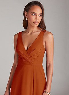 Azazie Nelly Bridesmaid Dresses Paprika A-Line Pleated Chiffon Dress image6