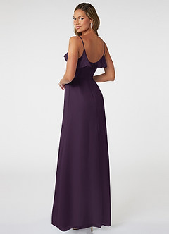 Azazie Natalia Bridesmaid Dresses Plum A-Line Chiffon Dress image4