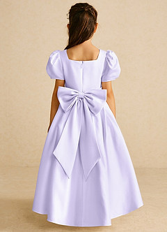 Azazie Zippy Flower Girl Dresses Lilac A-Line with Sleeves Matte Satin Dress image5