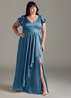 Azazie Omari Bridesmaid Dresses Bermuda A-Line Stretch Satin Dress image10