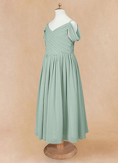 Azazie Chelle Final Sale Agave A-Line Pleated Chiffon Dress image9