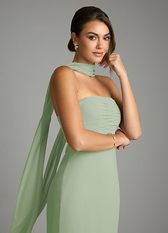 Azazie Saylor Brudtärnklänningar Klä av Sjöjungfru i Chiffong Axelbandslös Dusty Sage image2