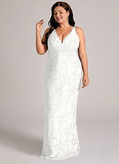 Azazie Tianna Brudepigekjoler Skede Blonder Blomsterudbrændthed Gulv-længde Kjole image10