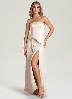 Azazie Tierney Bridesmaid Dresses White Alabaster A-Line Strapless Chiffon Convertible Dress image6