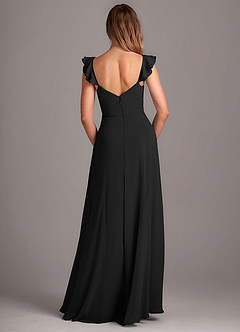 Azazie Kaylyn Bridesmaid Dresses Black A-Line Ruched Chiffon Dress image5