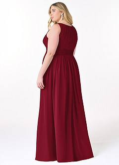 Azazie Harper Bridesmaid Dresses Burgundy A-Line Pleated Chiffon Dress image7