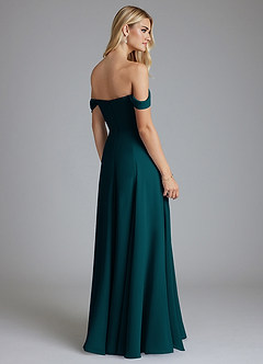 Azazie Seriana Brudtärnklänningar Klä av A-Linje i Chiffong Av axeln Tallgrön image2