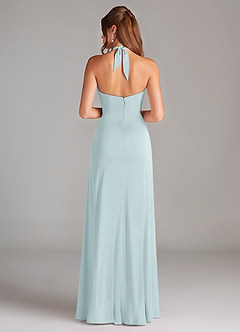 Azazie Elliana Bridesmaid Dresses Mist A-Line Side Slit Stretch Satin Dress image6