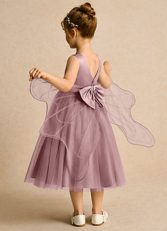 Azazie Pear Flower Girl Dresses Dusty Rose Ball-Gown Bow Tulle Dress image5