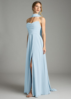 Azazie Ayla Abiti da Damigella Abito A-Line in Chiffon Scollo a Cuore Azzurro image8