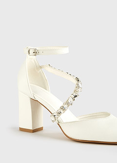 front Escarpins à talons hauts et bout pointu avec bride en cristal