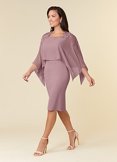 Azazie Maryam Mother of the Bride Dresses Dusty Rose Sheath Lace Chiffon Dress image2