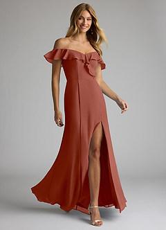 Azazie Sophie Bridesmaid Dresses Auburn A-Line Off the Shoulder Chiffon Convertible Dress image3