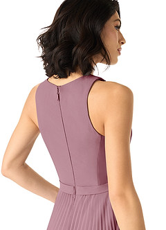 Azazie Lindie Jurken voor bruidsmeisjes Jurk van Chiffon met A-Lijn Bocht Gevouwen Vintage Mauve image5