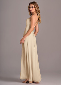 Azazie Mei Brautjungfernkleider A-Linie Chiffon Kleid Champagner image5