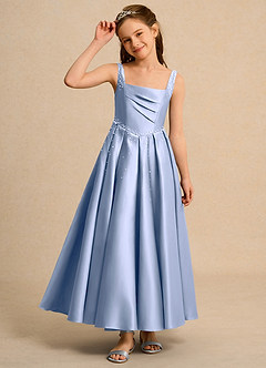 Azazie Mochi Girl vestidos de niña de las flores Vestido de Hielo de Satin Mate de Princesa con Plisado image6