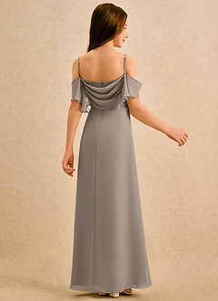 Azazie Pippy Girls Formal Robe Demoiselle D'honneur Fillette Robe Trapèze en Mousseline de soie Encolure en Forme de Cœur Taupe image2