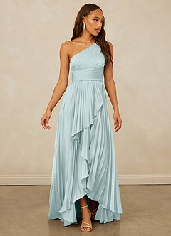 Christian Siriano Bridal for Azazie 1008 Robes de demoiselle d'honneur Robe Trapèze en Satin extensible Ue épaule Brume image3