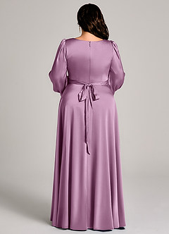 Azazie Leonia Brudtärnklänningar Klä av A-Linje i Stretch Satin Långärmad Blåregn image13