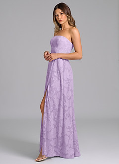 Azazie Wren Bridesmaid Dresses Lilac A-Line Strapless Floral Burnout Dress image5