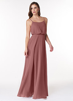 Azazie Lupe Final Sale Desert Rose A-Line Scoop Blouson Chiffon Dress image4