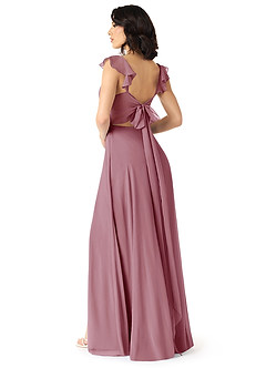 Azazie Everett Bridesmaid Dresses Vintage Mauve A-Line V-neck Ruched Chiffon Dress image2