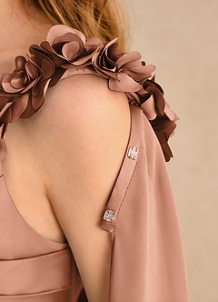 Azazie Rosita Girls Formal Flower Girl Dresses Bronzer A-Line Pleated Matte Satin Dress image7