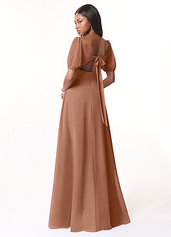 Azazie Alani Bridesmaid Dresses Bronzer A-Line Square Neckline Chiffon Dress image2