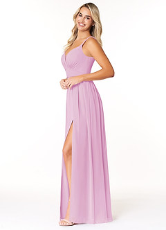 Azazie Rayna Bridesmaid Dresses Candy Pink A-Line V-Neck Pleated Chiffon Dress image3
