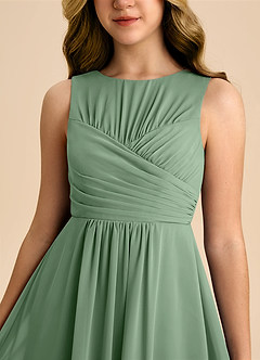 Azazie Skyla Junior Matcha A-Line Pleated Chiffon Dress image7