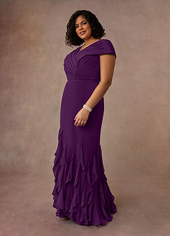 Azazie Bailora Mother of the Bride Dresses Grape Mermaid Ruched Chiffon Dress image7