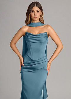Azazie Sorrel Bridesmaid Dresses Bermuda Mermaid Strapless Stretch Satin Convertible Dress image5