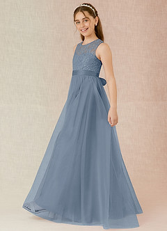 Azazie Georgette Junior A-Linie Spitze Tüll Kleid Zwielichtviolett image3