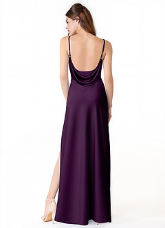 Azazie Alaija Bridesmaid Dresses Grape Mermaid Side Slit Stretch Satin Dress image4