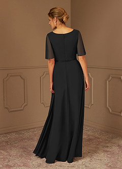Azazie Tricia Mother of the Bride Dresses Black A-Line V-Neck Pleated Chiffon Dress image5